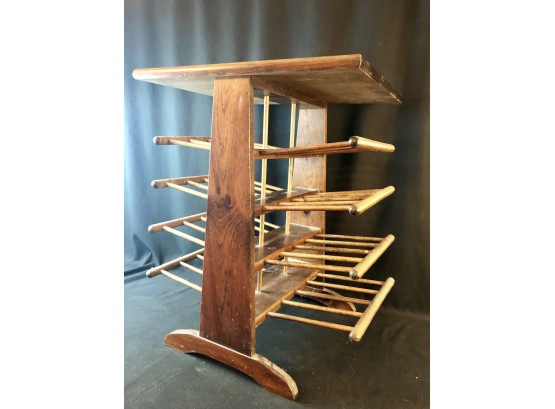 Mid Century Magazine Rack With Eight Spindle Shelves