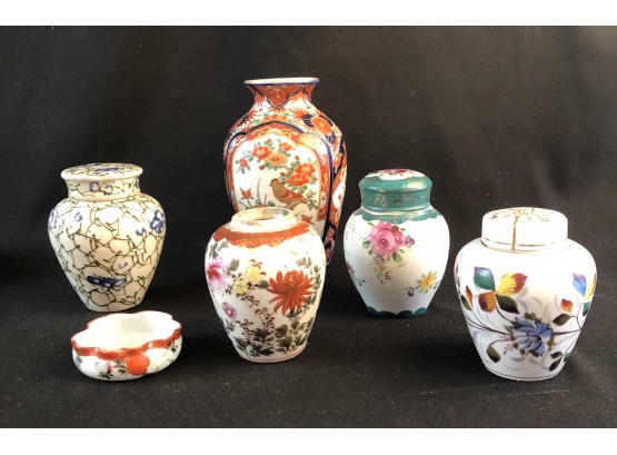 Small Vintage Vases, Cover Jars, Trinket Dish.