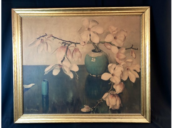 Frans Oerder( 1867-1944) Magnolias. Print On Masonite.