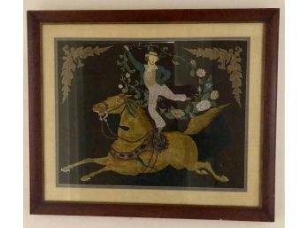 “Runaway Sailor” Folk  Art Print Of Man Standing On Carousel Horse