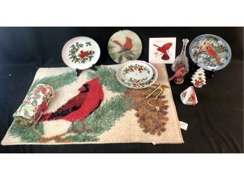 Cardinal And Holly Decorated Items