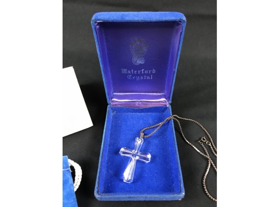 Waterford Crystal Cross Necklace With Box