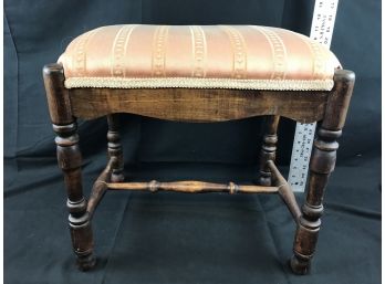 Vintage Wooden Bench Stool With Cushion Top