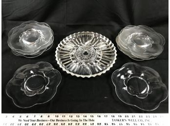 12 Glass Plates And Glass Appetizer Platter