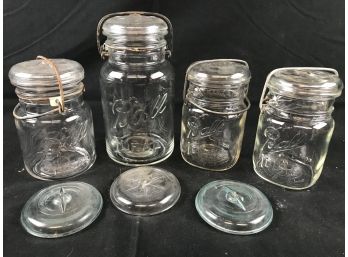 4 Vintage Ball Canning Jars With Three Extra Lids