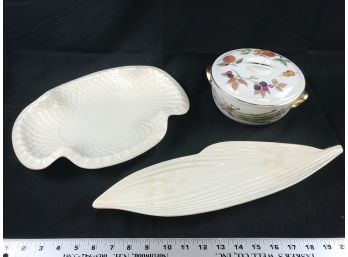 Spode Plate And Leaf Tray And Royal Worcester Bowl With Lid Made In England
