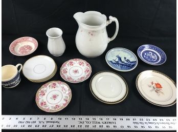 Lot Of Plates,  Vase, W & E Corn Earthenware Pitcher 1900-1904,