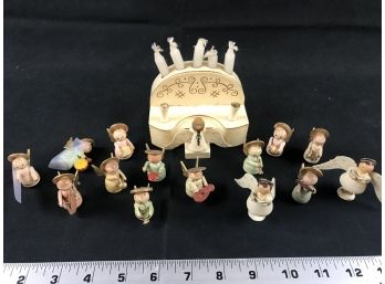 Italian Angels  Miniature Wood Figurines With Candle Holder