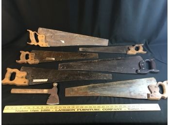 Vintage Wood Saws And Axe