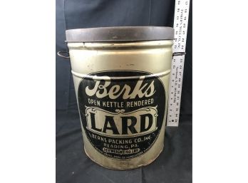 Large 40 Pound Metal Bucket, Berks Lard, Reading PA