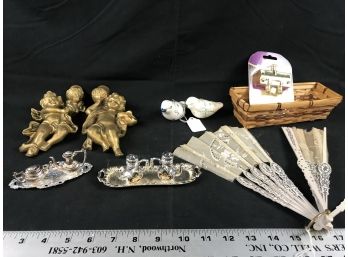 Angel Candle Holders Amateur Serving, Bird Ornaments, Basket And Cable Splitter, Fan