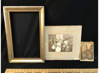 Old Picture, Wood Picture Frame And And Small Picture Of Steam Ally Nantucket