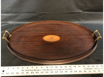 Antique Large Wood Serving Tray. Made By Morris, Murch And Butler Boston Mass