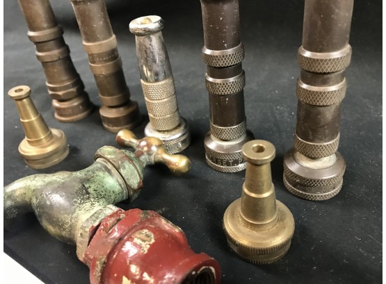 Assortment Of Vintage Brass Hose Nozzles