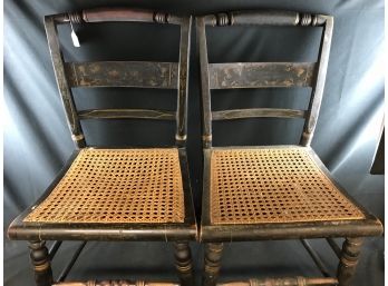 Set Of 4 Hitchcock Style Wood Chairs 19th Century