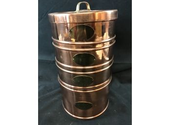 Stacked Copper Canister Set (flour, Sugar, Coffee, Tea)