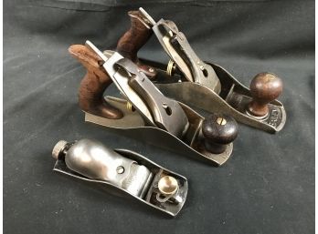 Three Antique  Hand Planes Tools