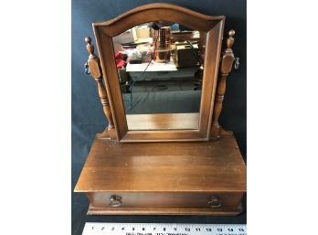 Vintage Pine Shaving Mirror With Drawer