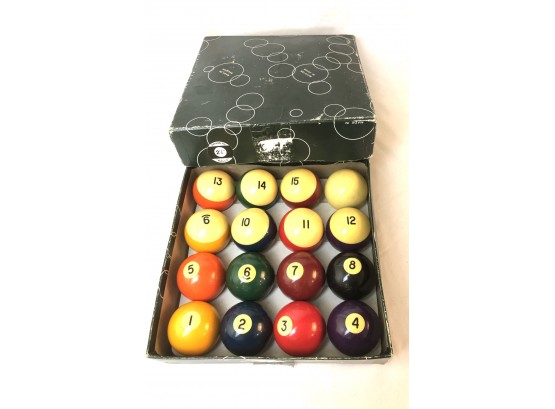 Box Of 2 1/4 Inch Pool Balls, Aramith, Made In Belgium