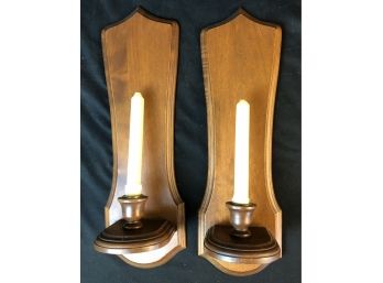 Two Colonial Style Modern Wall Sconces, With Candles