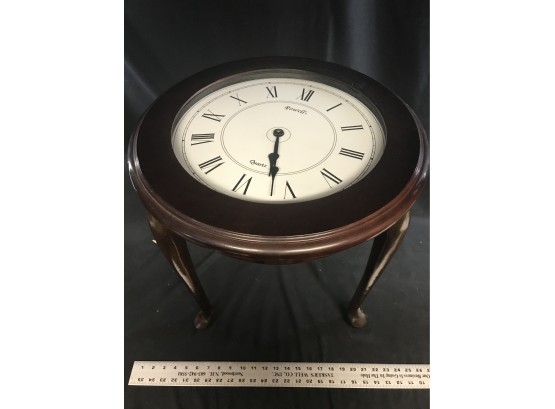 Glass Top Clock Table 21 Inches High By 18 Inches In Diameter