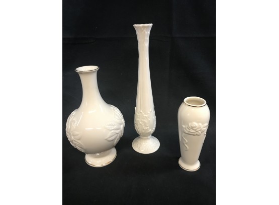 3 Lenox Rose Bud Vases