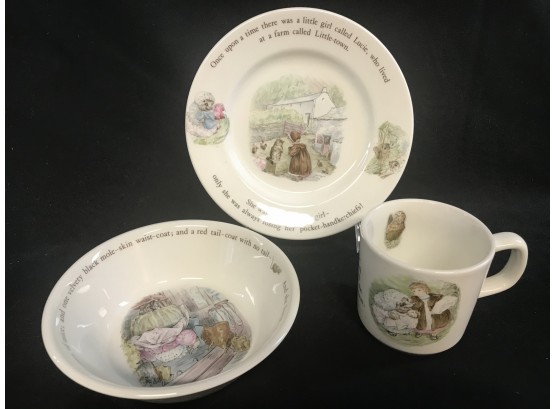 Three-piece Wedgwood Beatrix Potter Mrs. Tiggy Winkle