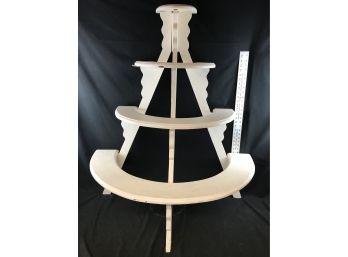 Half Circle 4 Tier Wood Repainted Plant Stand
