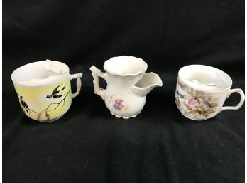 2 Moustache Cups And Victorian Shaving Mug