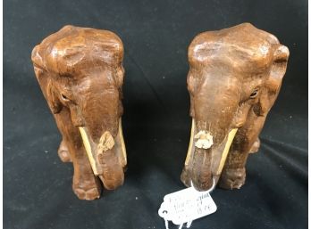 Pair Of Wood Elephants,  As Is