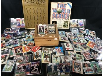Lot Of Estimated 500+1970s 80s And 90s Football And Baseball Cards And Two Books