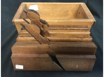 Set Of 4 Antique JR  Tillotson And AW Town Tool Wood Planer In Wood Box