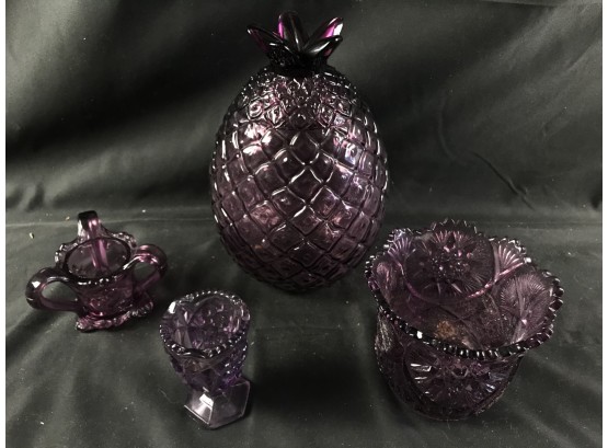 Purple Glass Assortment - Pineapple With Lid