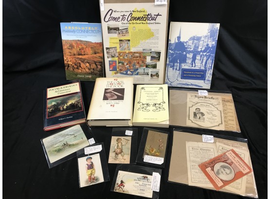 Connecticut Book And Emphamera Lot, Ads, Movie Tickets,