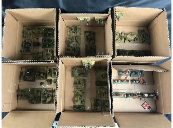 Lot 3  - Hand Painted Military Lead Soldiers, World War 1 British Infantry And Artillery- 6 Boxes