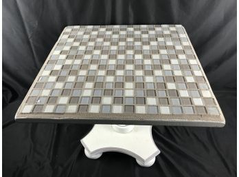 Glass Tiled Top Wood Table