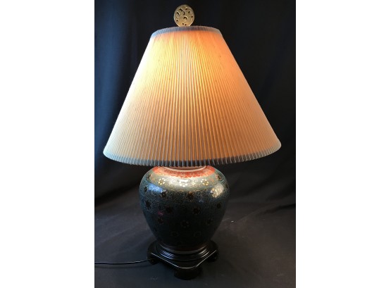 Modern Ceramic Lamp With Wooden Base
