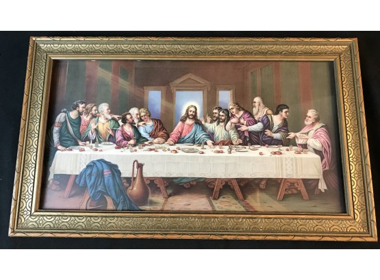 Vintage Framed Picture Of The Last Supper