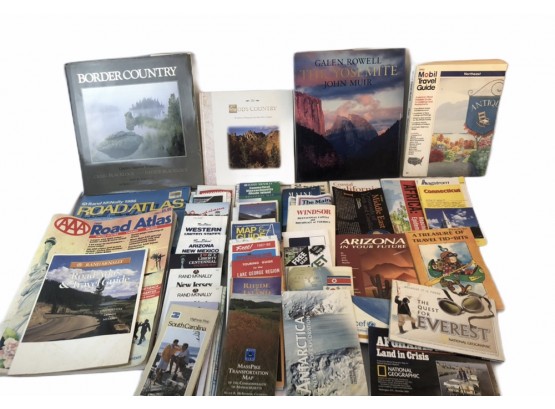 Lot Of Books And Maps Of Travel Destinations