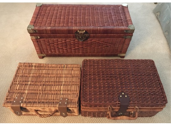 Three Rattan/wicker  Storage Boxes