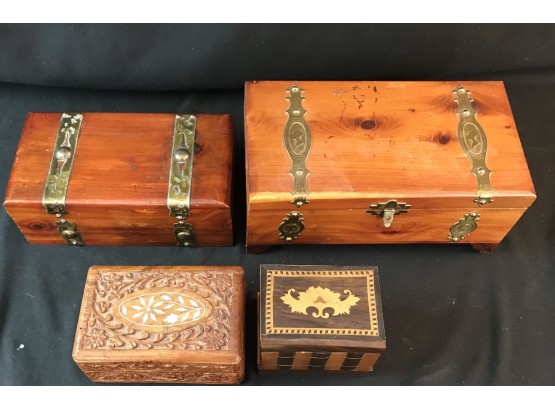 Lot Of Four Wooden Boxes