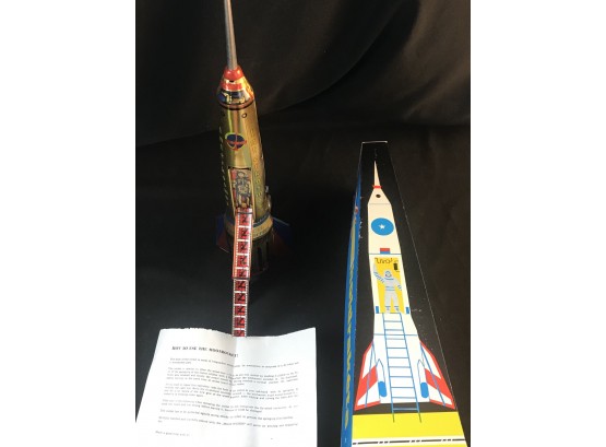 Vintage Metal Space Rocket Toy Depicting The Soviet Union Space Rocket