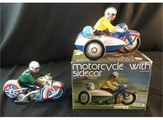 Two Collectible Tin Motorcycles