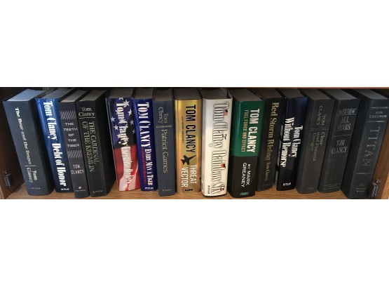 Shelf Of Hardcover Tom Clancy Novels