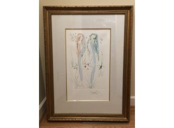 Salvador Dali Pencil Signed Print- Two Nudes