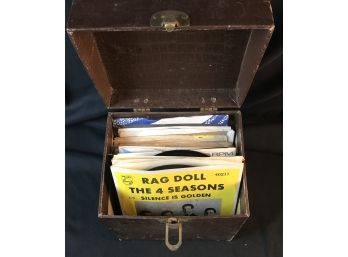 Vintage 45s Carrying Case With Assorted Records