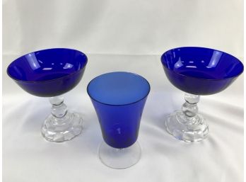 3 Cobalt Glasses, Goblets