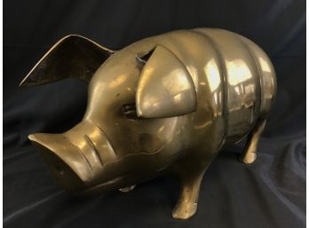 Very Large Brass Piggy Bank. Approximately 21 Inches Long And 9 1/2 Inches High