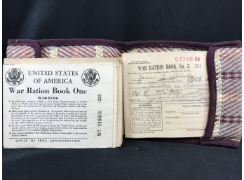 16 World War II War Ration Books With Holder Half Still Have The Stamps