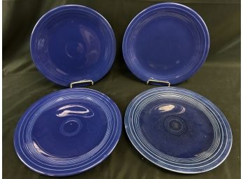 4 Cobalt Blue Fiesta Ware Plates, 10 Inch To 11 Inch